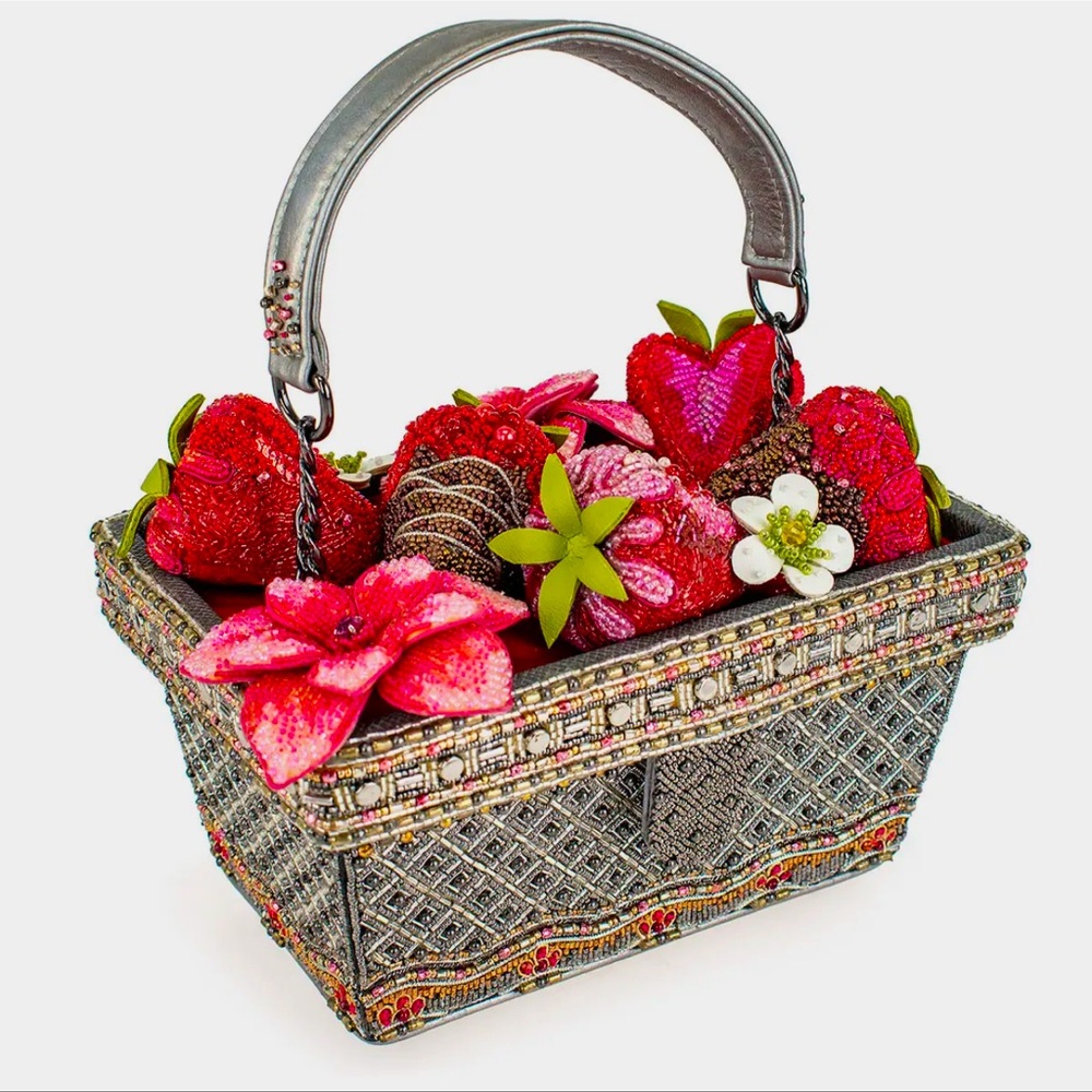 Berry Beautiful Beaded Strawberry Basket Bag New